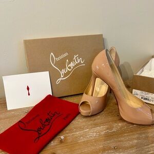 Christian Louboutin NEW VERY PRIVE Tan/Blush 120 mm heel Stiletto Heels